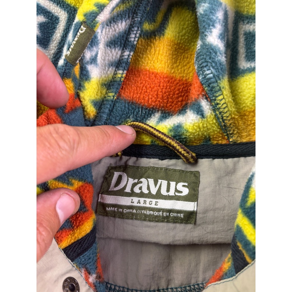 Dravus Fleece Hoodie Mens Large Multicolor Southwestern Aztec Snap Neck Pullover - Picture 2 of 7